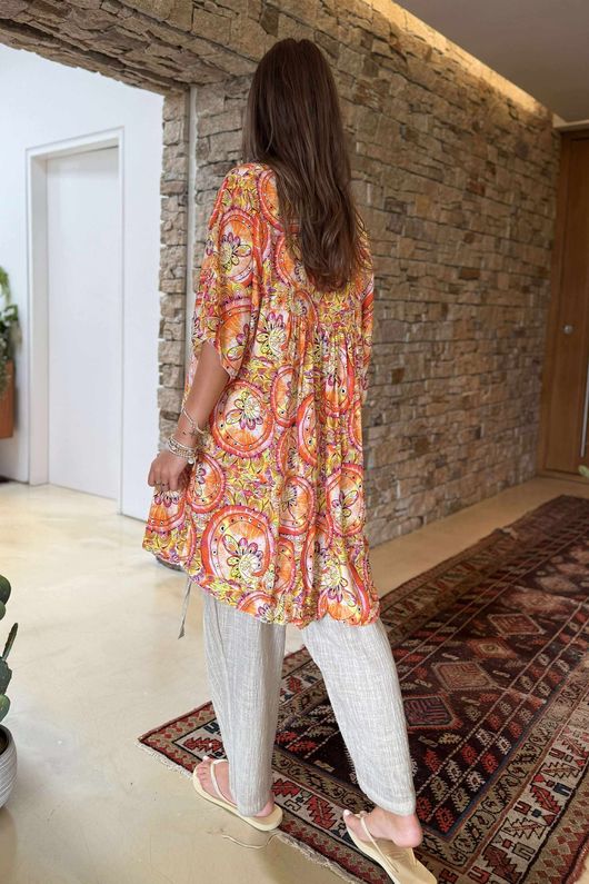 Made in Italy Cosmic Smock Tunic Oranges